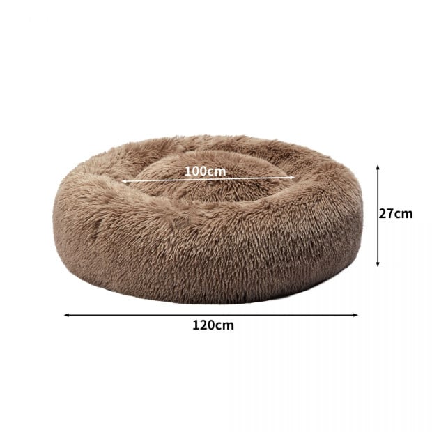 Pet Bed Cat Dog Mat Kennel Cave Deep Sleeping Brown XXXL Image 3