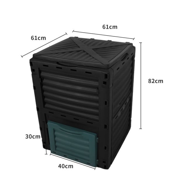 290L Compost Bin Food Waste Recycling Kitchen Garden Black Image 3