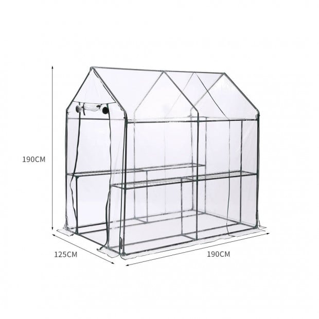 2 Tier Walk In Greenhouse Garden Shed PVC Cover Tunnel Green House Image 3