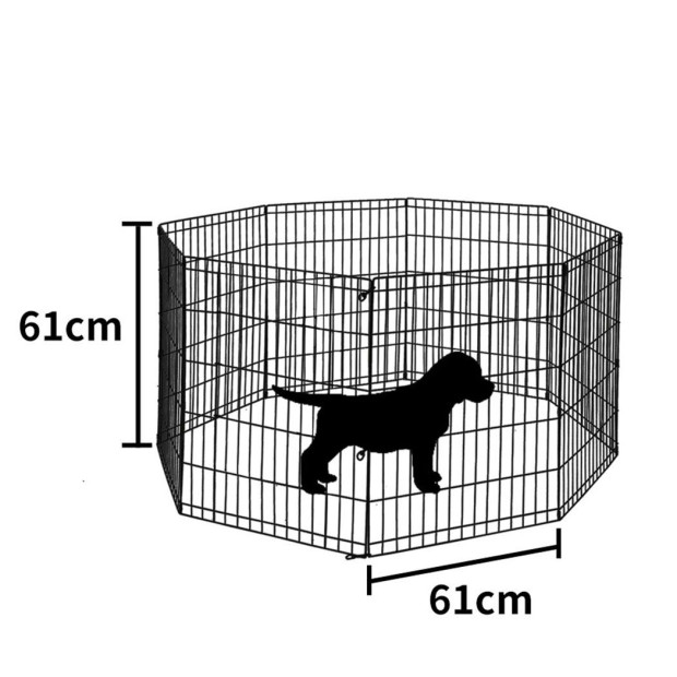 Pet Dog Playpen Puppy 8 Panel Fence Black Extension No Door 24 Image 3