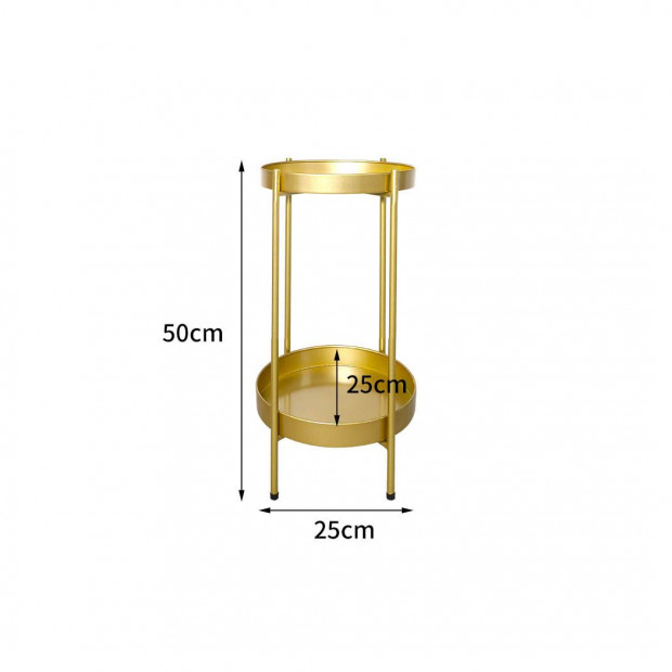 2 Tier Plant Stand Metal Flower Pots Rack Garden Shelf - Gold Image 3