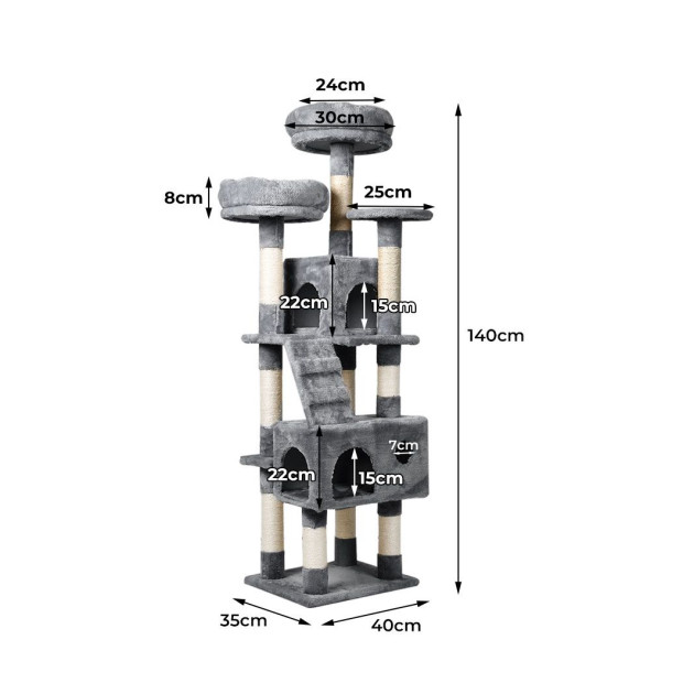 Cat Trees Scratching Post For Large Cats Tower House Grey 140cm Image 3