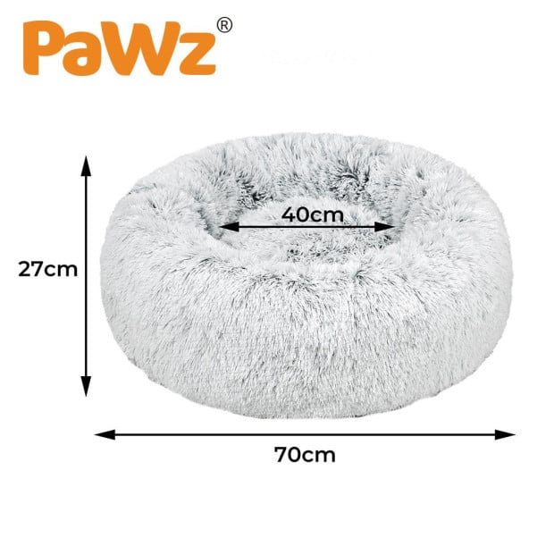 Pet Bed Cat Dog Donut Nest Calming Mat Soft Plush Kennel 70cm Image 3