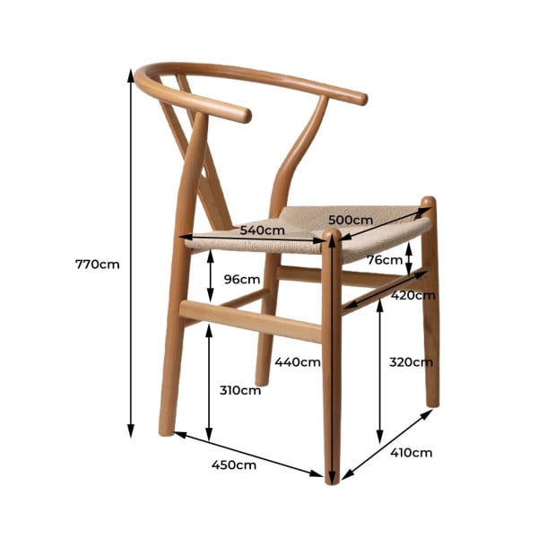 Set of 2 Dining Chairs Rattan Seat Side Wood Furniture Oak Image 3