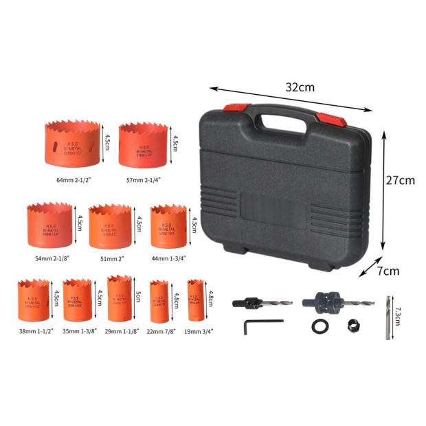 Hole Saw Set Metal Wood Cutting High Speed Wood PVC Plastic 16PCS Image 3