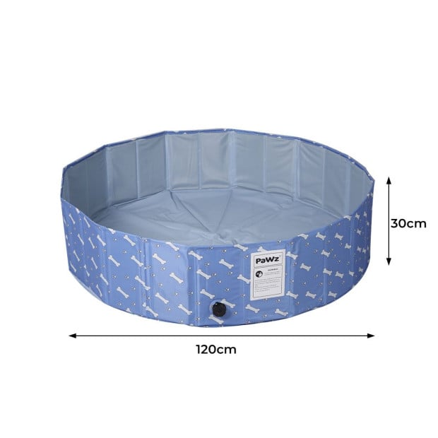 Portable Pet Swimming Pool Kids Dog Cat Outdoor Blue - 120cm Image 3
