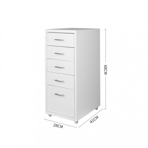 5 Drawers Portable Cabinet Rack Storage Stackable Organiser White Image 3