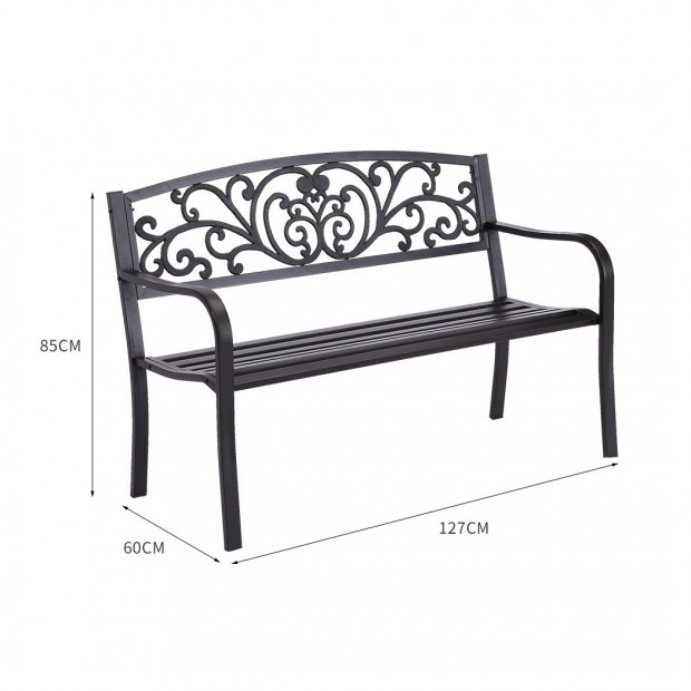 Garden Bench Seat Outdoor Furniture Cast Iron Patio Chair Image 3
