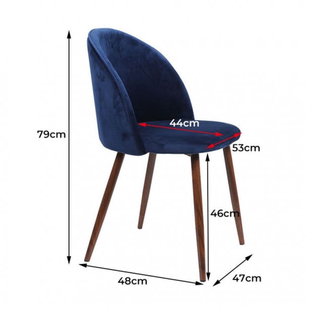 2x Dining Chairs Seat French Provincial Kitchen Lounge Chair Navy Image 3