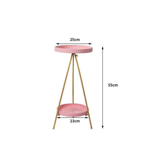 Plant Stand 2 Tiers Outdoor Indoor Metal Flower Pots Rack Garden Pink Image 3