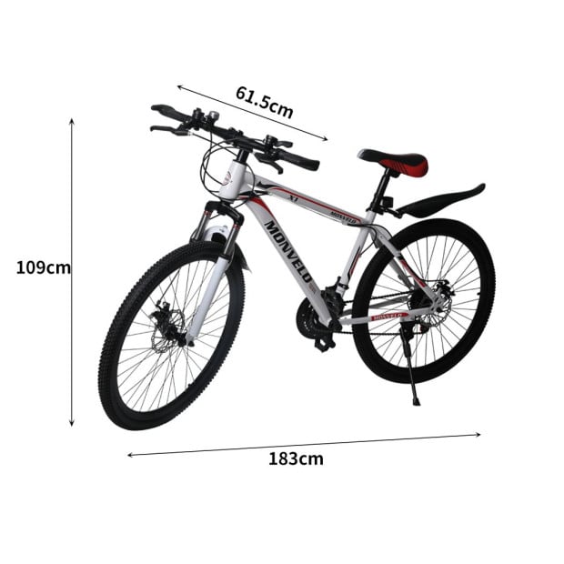 29in Bicycle White Racing Bike 21 Speed Dual Disc Brake Carbon Steel Image 3