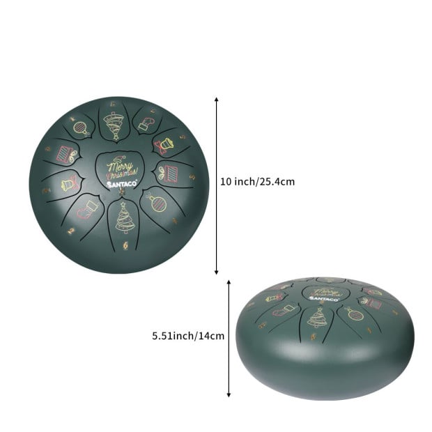 10in Steel Tongue Drum 11 Notes And Bag Mallet Christmas Gifts Green Image 3