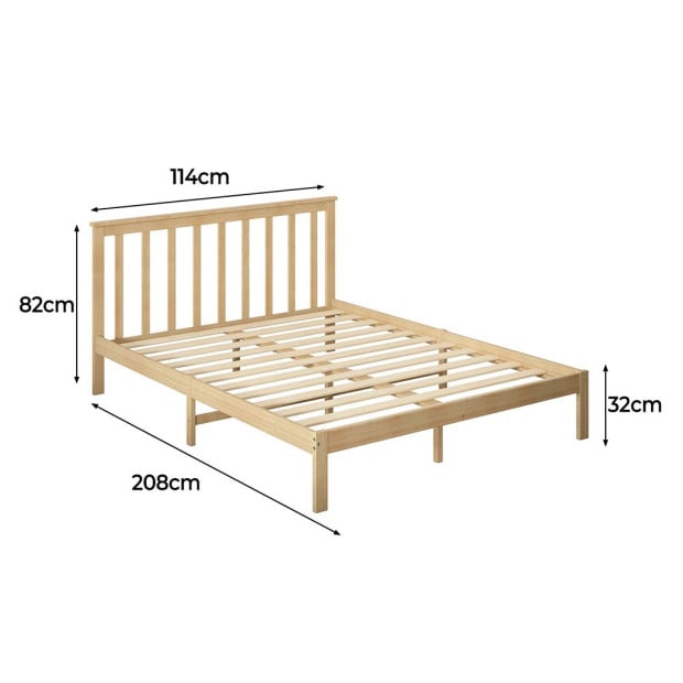 Wooden Bed Frame King Single Full Size Mattress Base Timber Natural Image 3