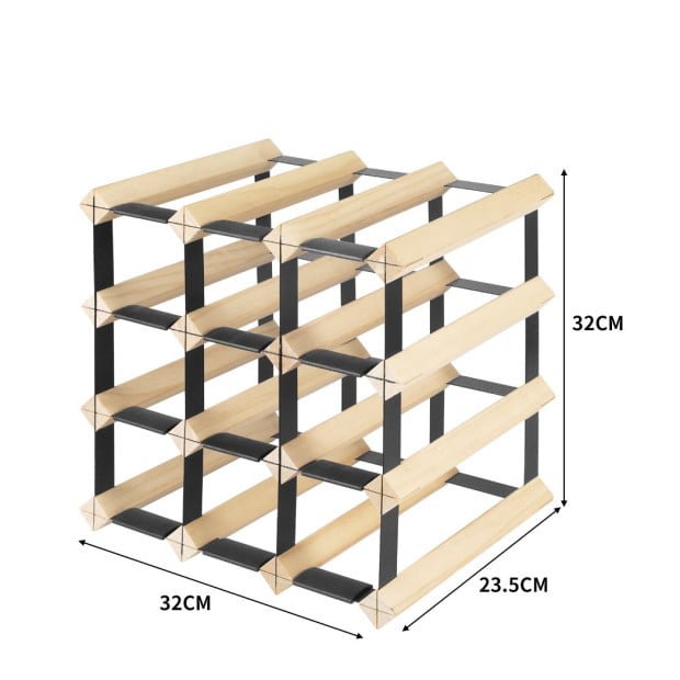 Timber Wine Storage Rack Wooden Cellar Organiser 12 Bottle Stand Image 3