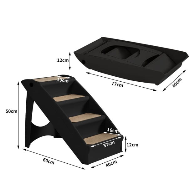 Pet Stairs Dog Ramp Steps Portable Foldable Climbing Ladder - Black Image 3