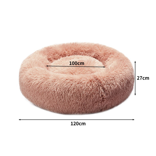 Pet Bed Cat Dog Donut Nest Calming Kennel Cave Deep Sleeping Pink XXXL Image 3