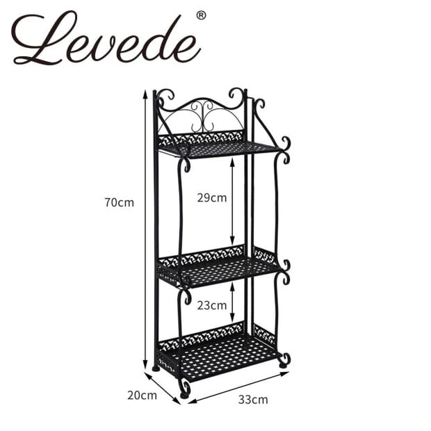 Plant Stand 3 Tiers Outdoor Indoor Metal Flower Pots Rack Garden Shelf 33cm x 20cm x 70cm Image 3