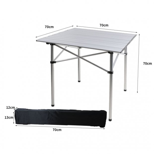 Roll Up Camping Table Folding Portable Aluminium Outdoor BBQ Desk Image 3