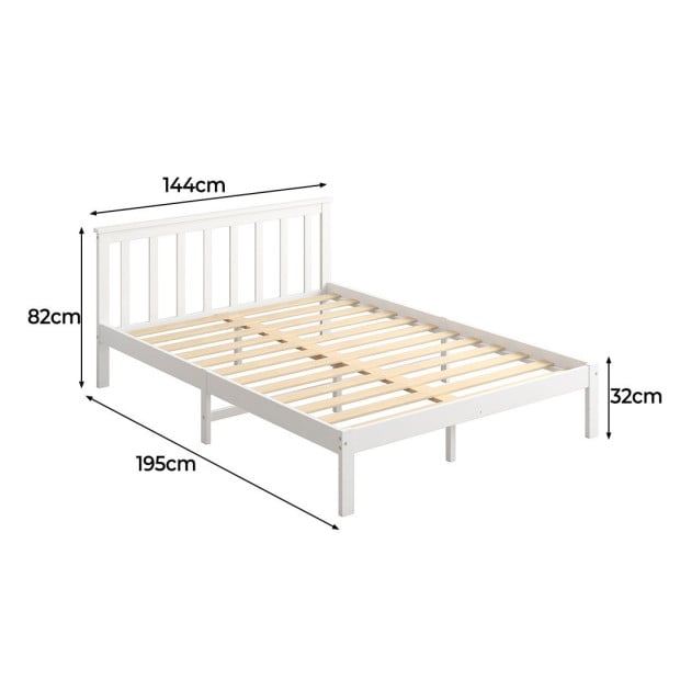 Wooden Bed Frame Double Full Size Mattress Base Timber White Image 3