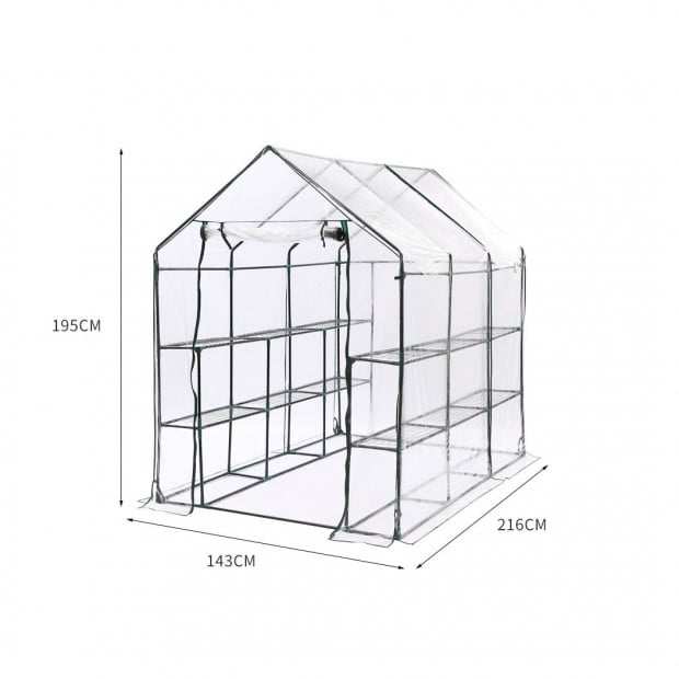 3 Tier Walk In Greenhouse Garden Shed PVC Cover Tunnel Green House Image 3