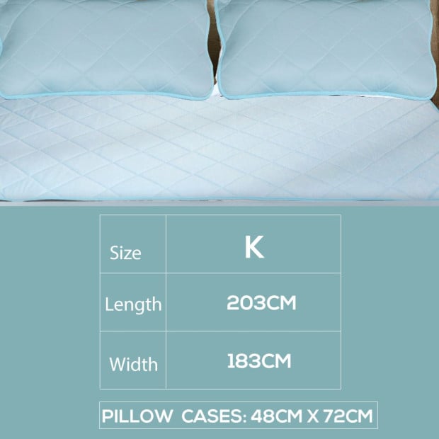 Mattress Protector Cool Topper Set Pillow Case King Image 4