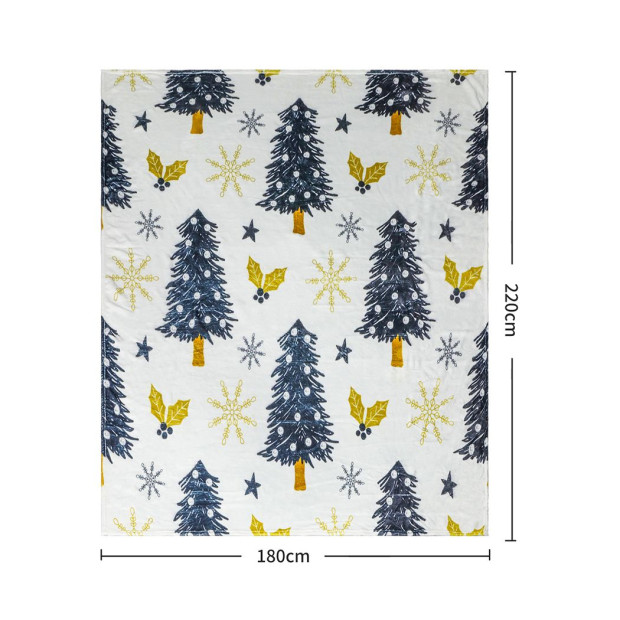 Throw Blanket Xmas Double Sided Fleece Christmas White 220 x 180cm Image 3