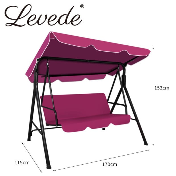 Swing Chair Hammock Outdoor Furniture Garden Canopy Cushion Bench Red Image 3
