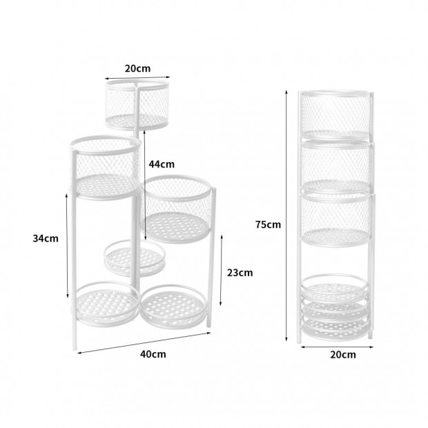 6 Tier Plant Stand Swivel Metal Stands Flower Shelf Rack Garden White Image 5