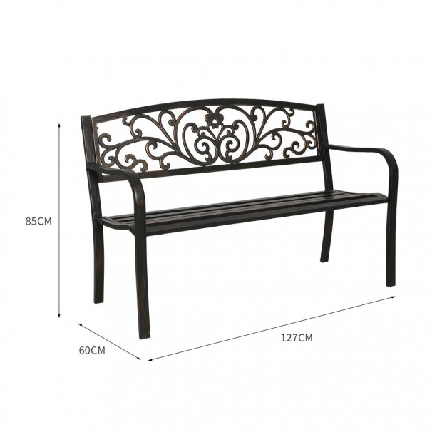 Garden Bench Seat Outdoor Furniture Cast Iron Patio Lounge Chair Image 3