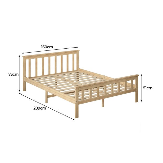 Wooden Bed Frame Queen Size Mattress Base Natural Image 3