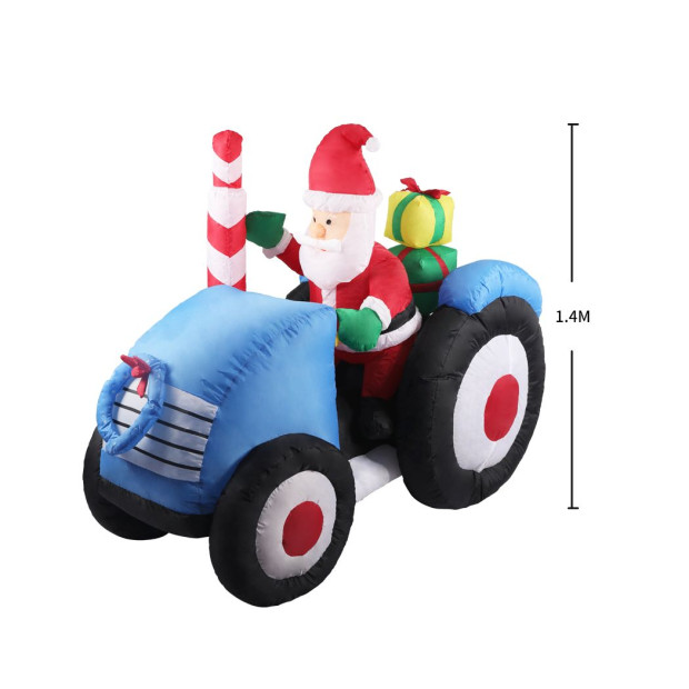 Inflatable Christmas Decor Tractor Santa 1.4M LED Lights Xmas Party Image 3