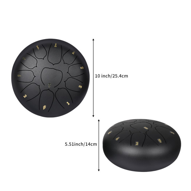 Steel Tongue Drum 10 Inch 11 Notes Bag Mallet Child Gifts Black Image 3