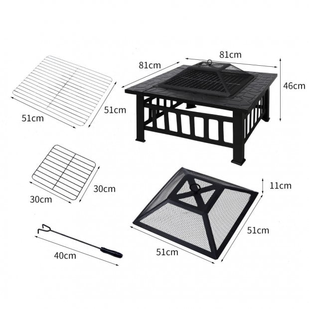 3IN1 Fire Pit BBQ Grill Pits Outdoor Patio Garden Heater Fireplace Image 3