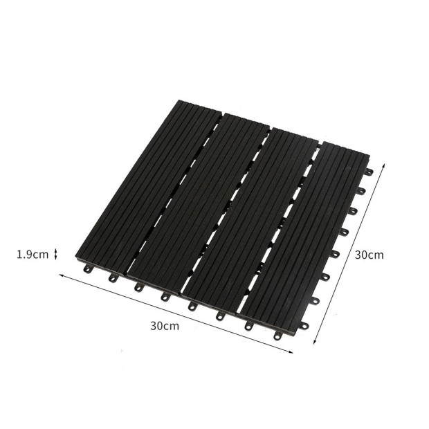 10x Floor Tiles Plastic Decking Garden Outdoor Backyard Dark Grey Image 3