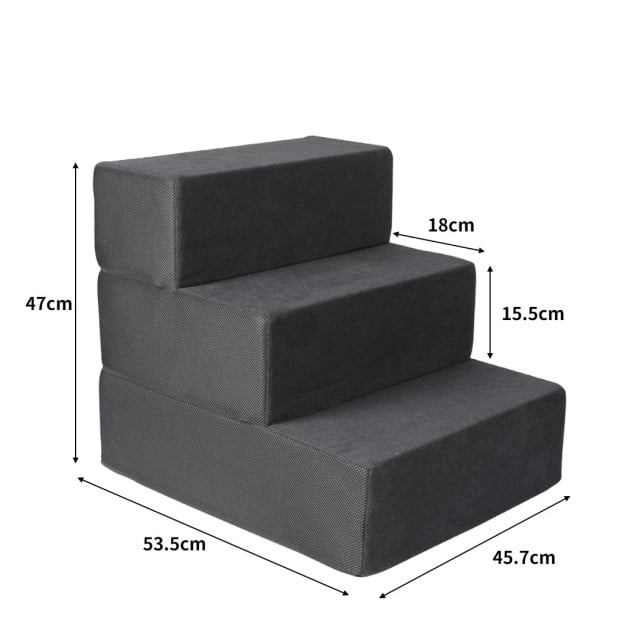 Pet Stair 3 Step Ramp Portable Adjustable Climbing Ladder - Grey Image 3