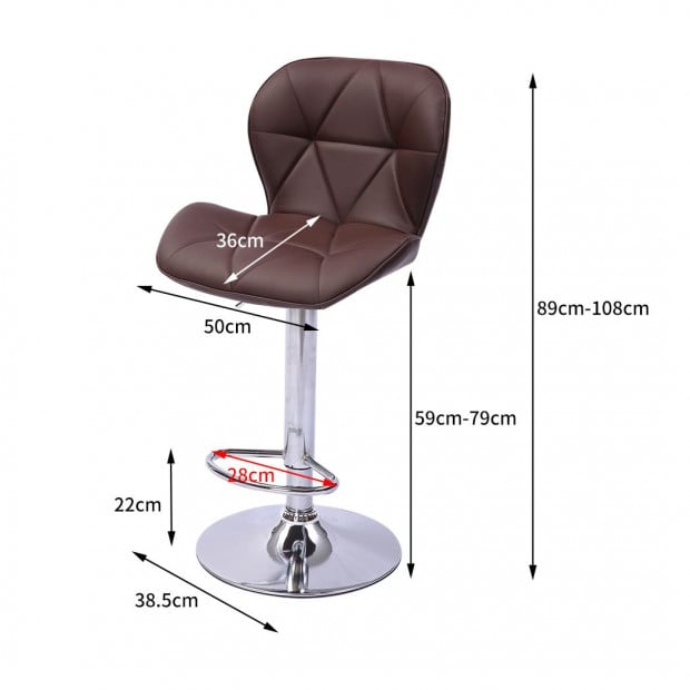 2x Bar Stools Swivel Gas Lift Kitchen Leather Chairs Metal Barstools Image 3
