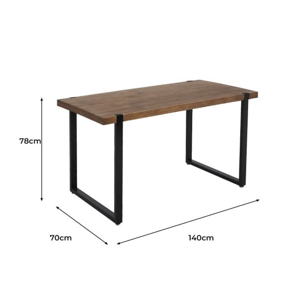 Dining Table Wooden Metal Kitchen Tables Cafe Restaurant 140cm Image 3