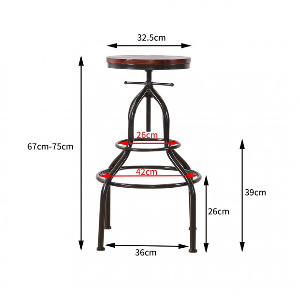 4x Industrial Bar Stools Kitchen Stool Wooden Barstools Swivel Chair Image 3