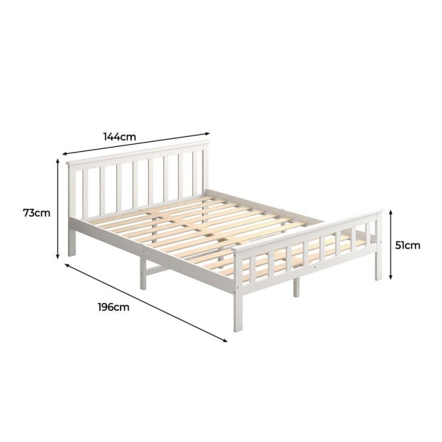 Wooden Bed Frame Double Size Mattress Base White Image 3