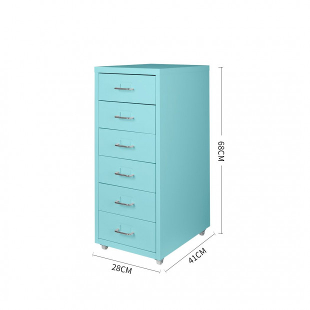 Filing Cabinet Storage Steel Metal Home Office Organise 6 Drawer Blue Image 3