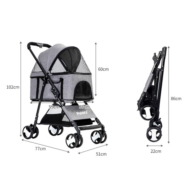 Large Pet Stroller Dog Cat Travel Carrier Pram Foldable Pushchair Image 3