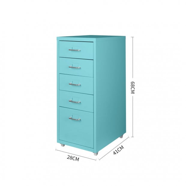 5 Drawers Portable Cabinet Rack Storage Steel Stackable Blue Image 3