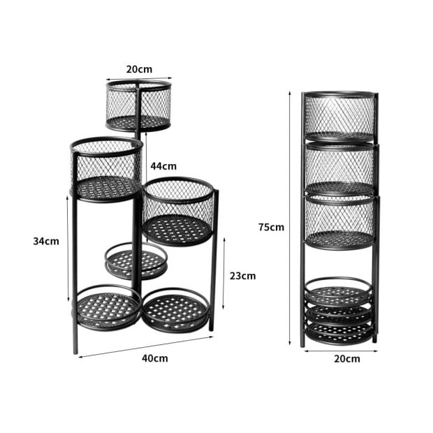 6 Tier Plant Stand Swivel Outdoor Indoor Metal Stands Garden Black Image 5