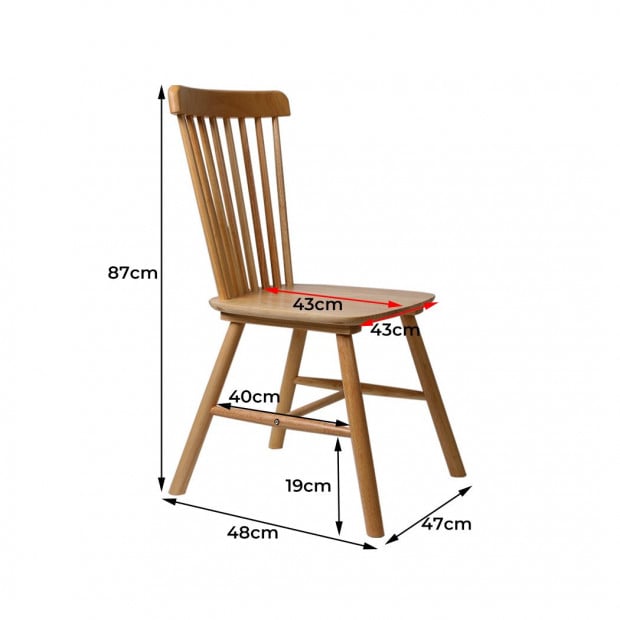 Set of 2 Dining Chairs Side Chair Replica Kitchen Wood Furniture Oak Image 3