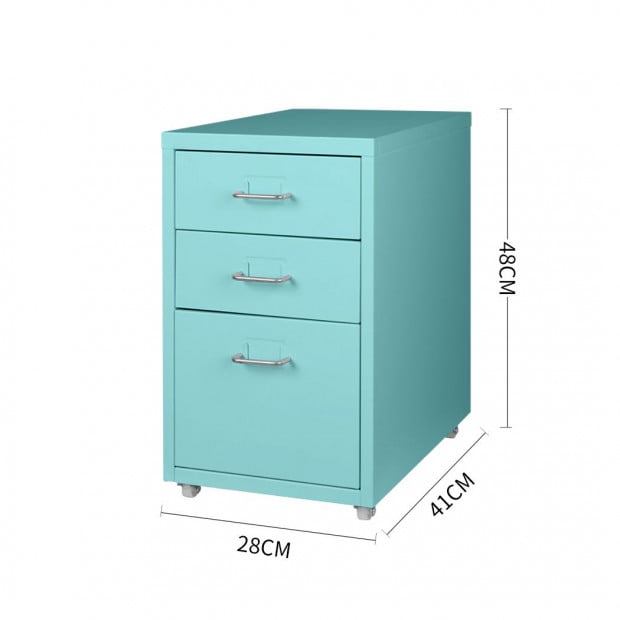 Filing Cabinet Storage Steel Metal Home Office Organise 3 Drawer Blue Image 3