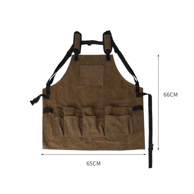 Waxed Canvas Tool Apron Adjustable Workshop Chef Waterproof Wood Work Image 3
