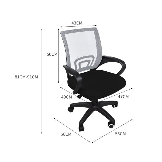 2x Office Chair Gaming Computer Mesh Chairs Seating Work Grey Image 3