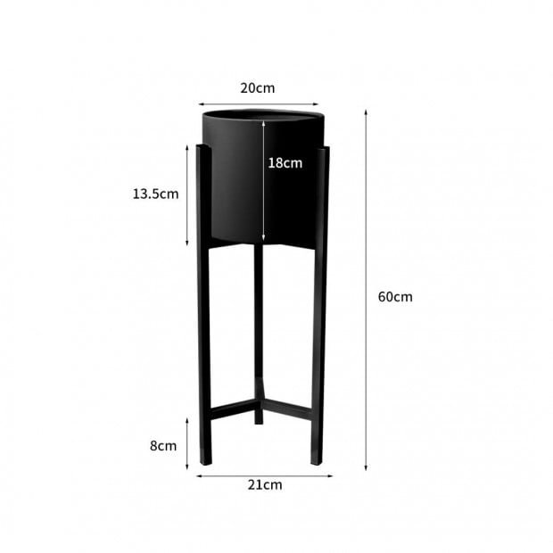 Garden Planter Metal Flower Pot Rack Corner Shelving Black - S Image 3