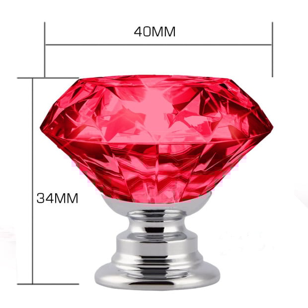16 Pcs Clear Crystal Knobs Diamond 40mm Diameter Door Cabinet Handle Image 3