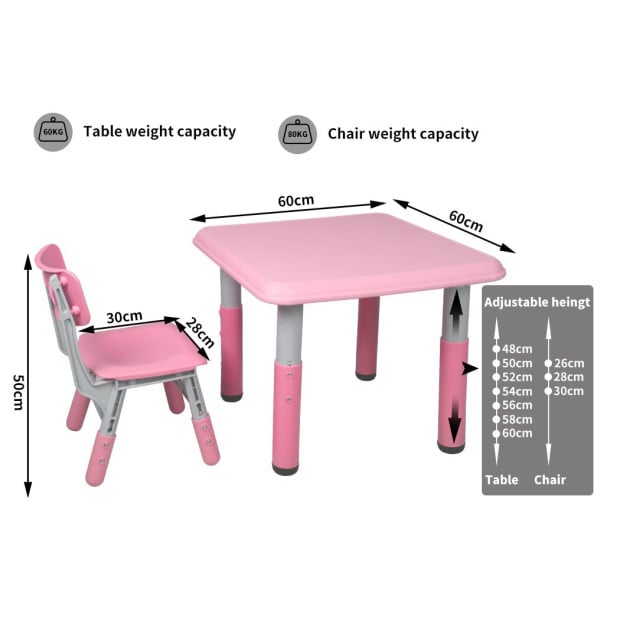 Kids Table and Chair Children Furniture Play Study Desk Set Pink Image 3